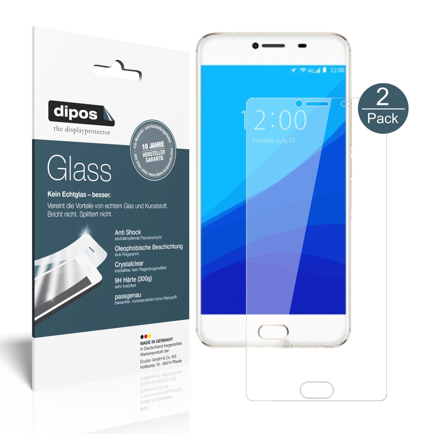Klare Displayschutzfolie von dipos passend für Umidigi G, 9H kratzfest und blasenfrei montiert