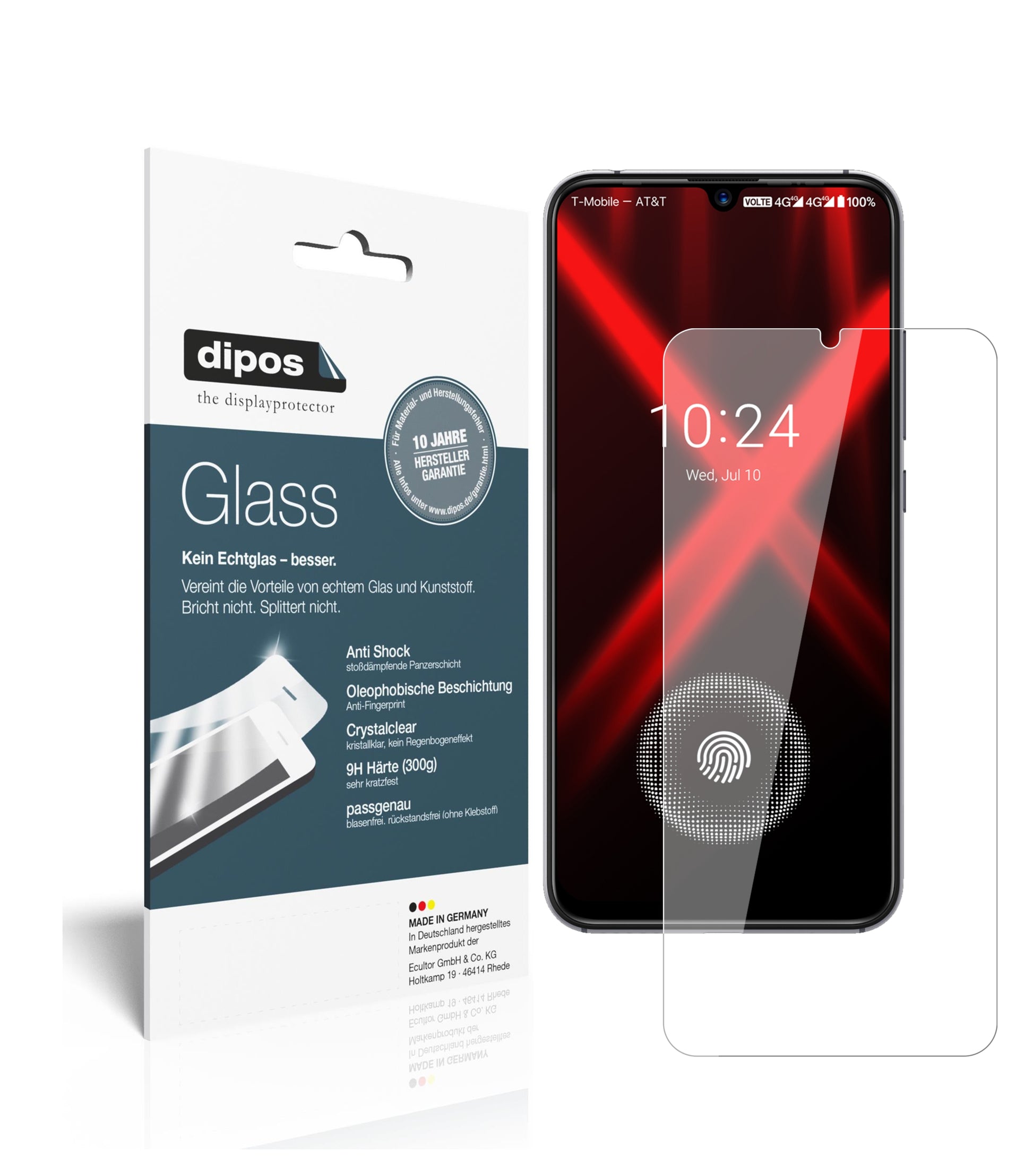 Klare Displayschutzfolie von dipos passend für Umidigi X, 9H kratzfest und blasenfrei montiert
