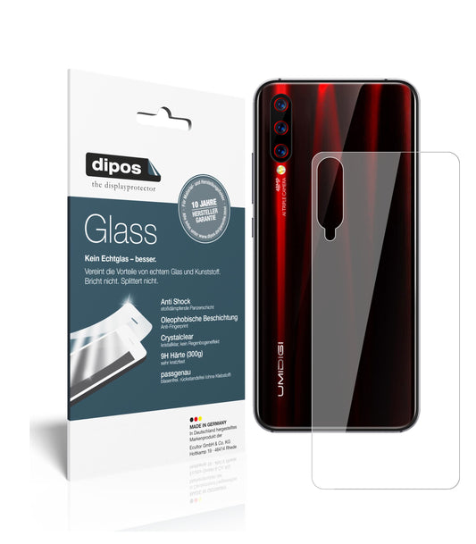 Klare Displayschutzfolie von dipos passend für Umidigi X Rückseite, 9H kratzfest und blasenfrei montiert