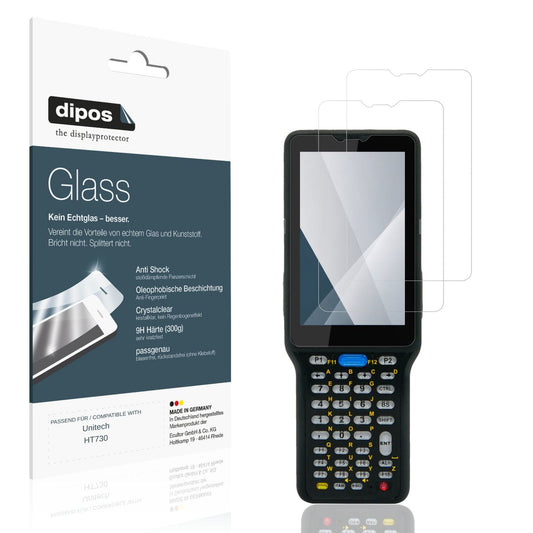 Klare Displayschutzfolie von dipos passend für Unitech HT730, 9H kratzfest und blasenfrei montiert