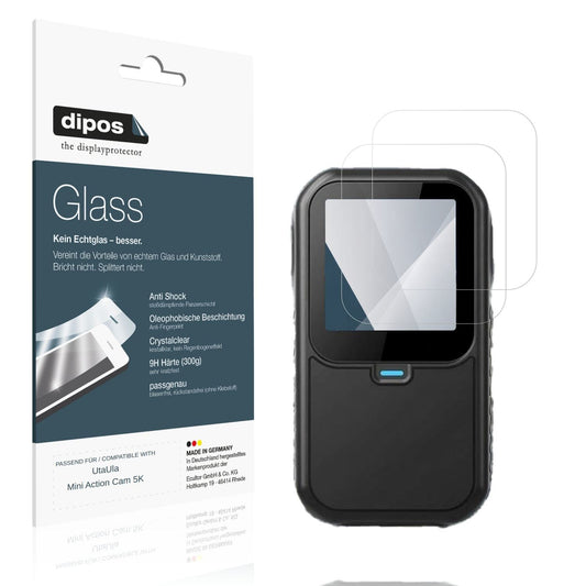 Klare Displayschutzfolie von dipos passend für UtaUla Mini Action Cam 5K, 9H kratzfest und blasenfrei montiert