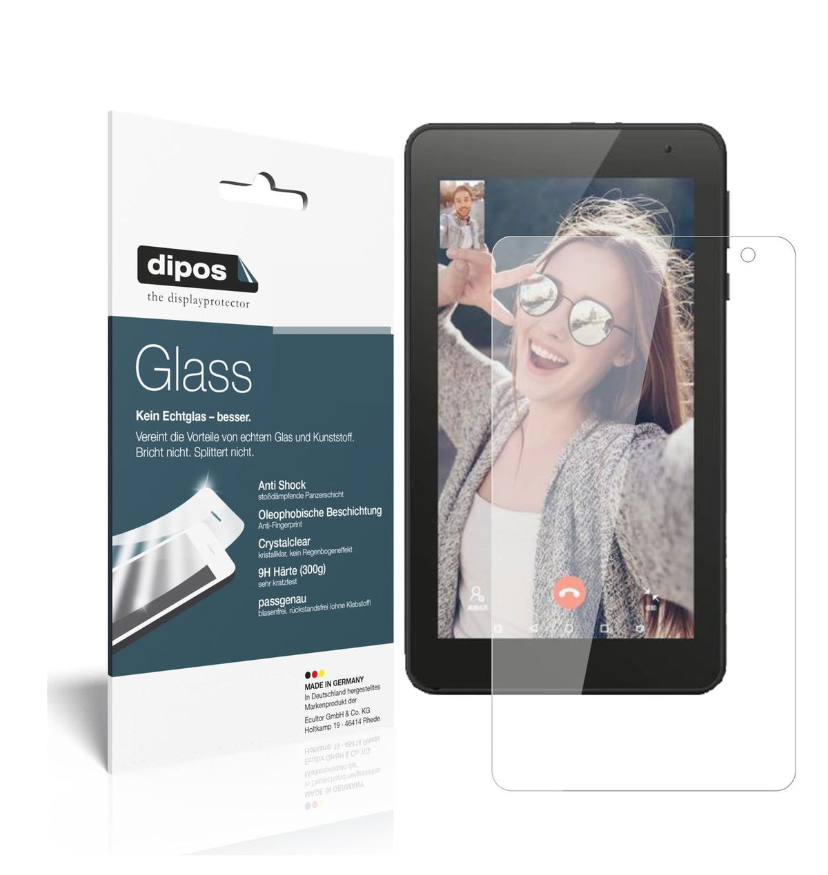 Klare Displayschutzfolie von dipos passend für Vankyo MatrixPad Z1 7 Zoll, 9H kratzfest und blasenfrei montiert