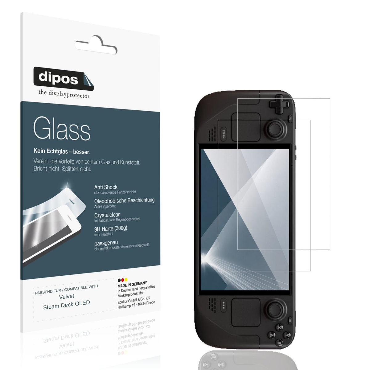 Klare Displayschutzfolie von dipos passend für Velvet Steam Deck OLED, 9H kratzfest und blasenfrei montiert
