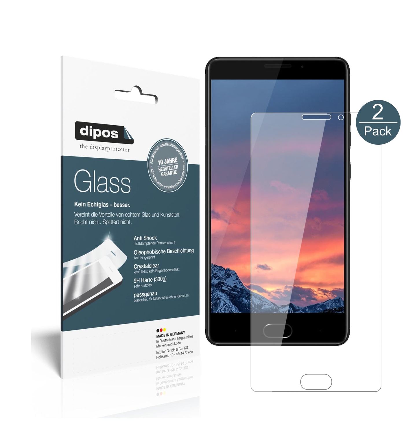 Klare Displayschutzfolie von dipos passend für Vernee Thor Plus, 9H kratzfest und blasenfrei montiert