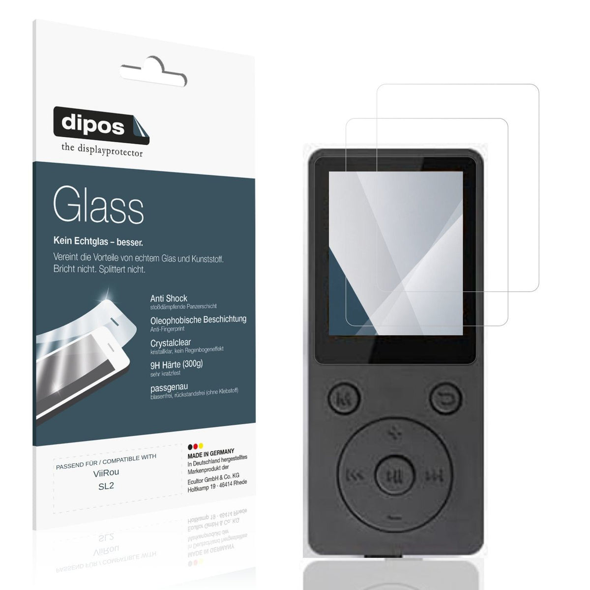 Klare Displayschutzfolie von dipos passend für ViiRou SL2, 9H kratzfest und blasenfrei montiert