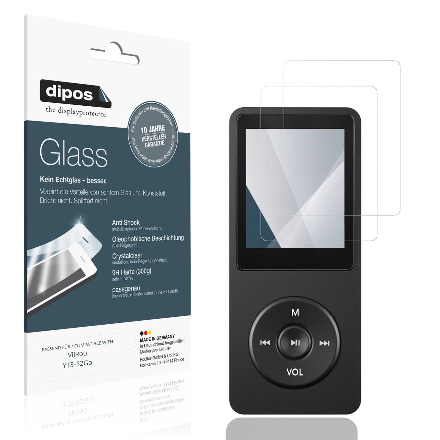 Klare Displayschutzfolie von dipos passend für ViiRou YT3-32Go, 9H kratzfest und blasenfrei montiert