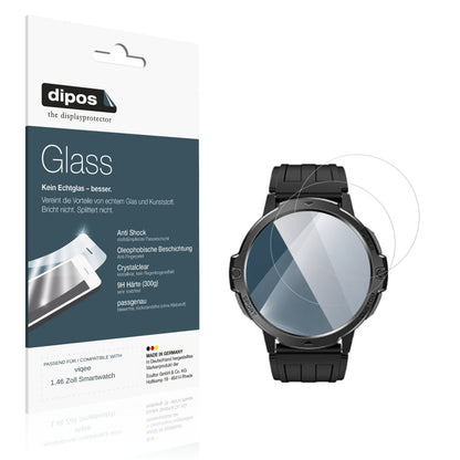 Klare Displayschutzfolie von dipos passend für viqee 1.46 Zoll Smartwatch, 9H kratzfest und blasenfrei montiert