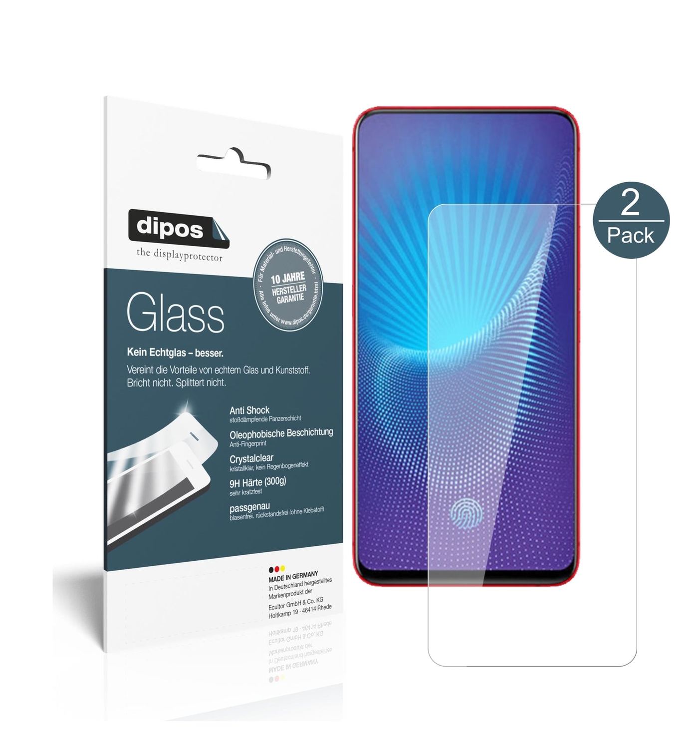 Klare Displayschutzfolie von dipos passend für Vivo Nex, 9H kratzfest und blasenfrei montiert