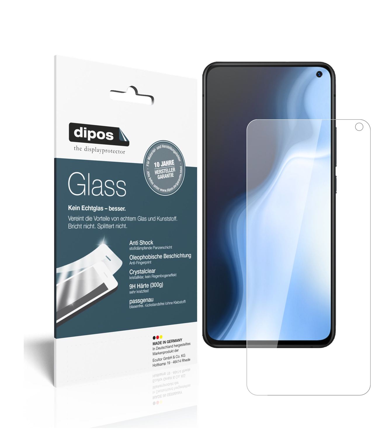 Klare Displayschutzfolie von dipos passend für Vivo S5, 9H kratzfest und blasenfrei montiert