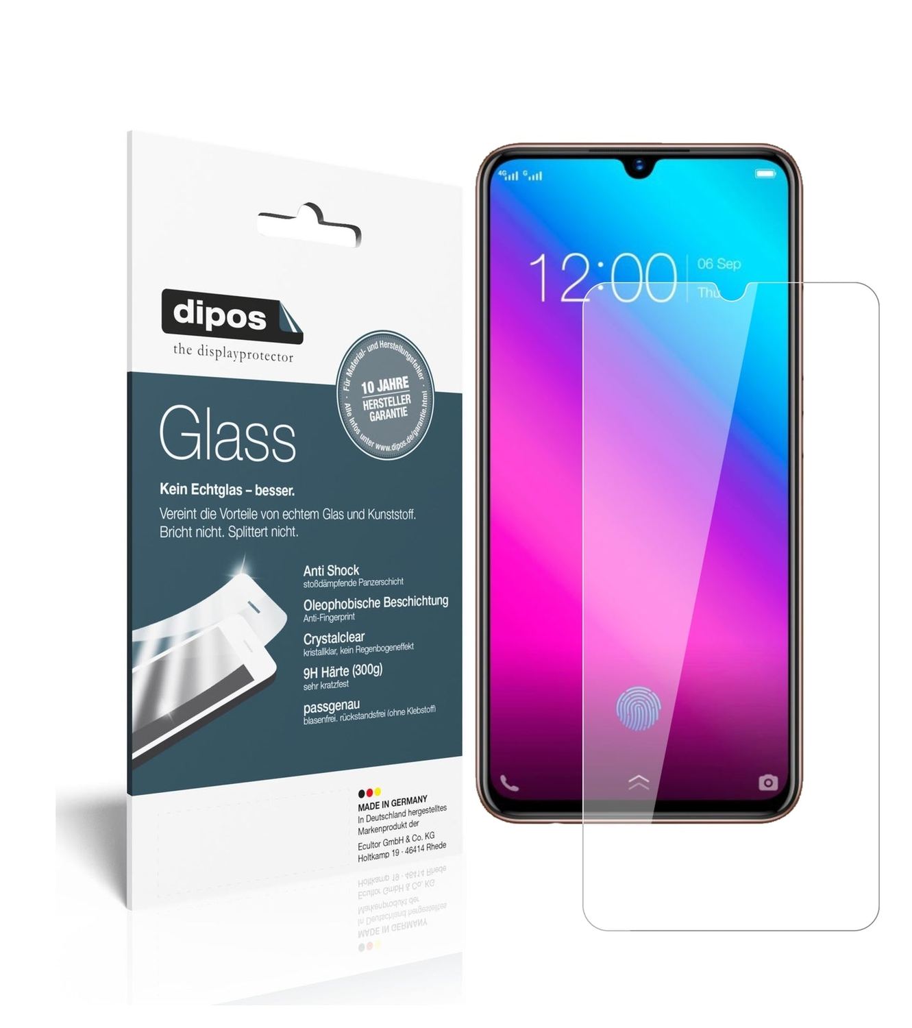 Klare Displayschutzfolie von dipos passend für Vivo Y97, 9H kratzfest und blasenfrei montiert