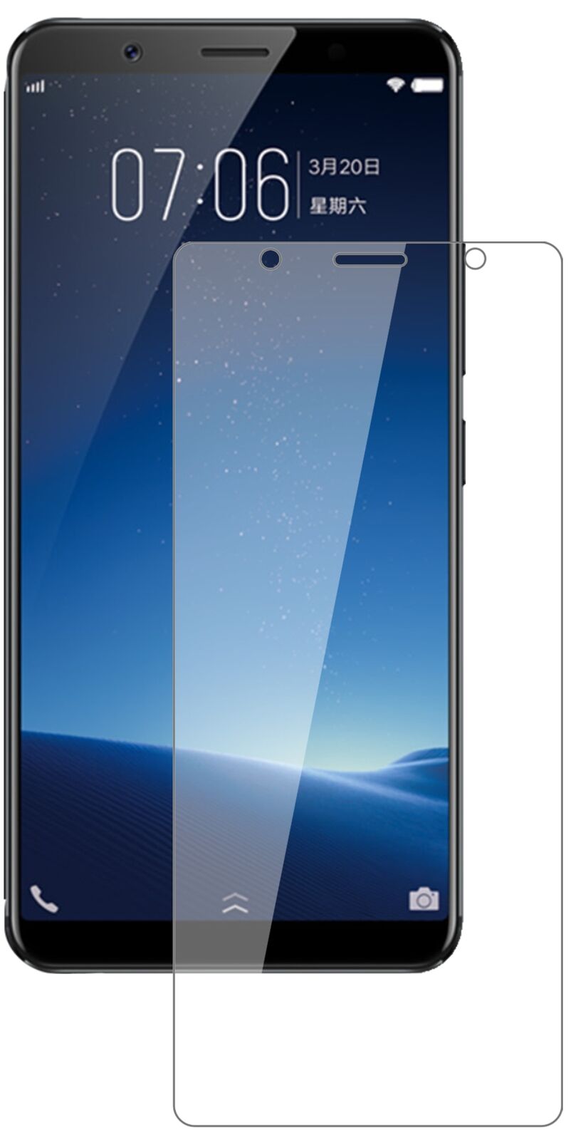 Klare Displayschutzfolie von dipos passend für Vivo X20, 9H kratzfest und blasenfrei montiert