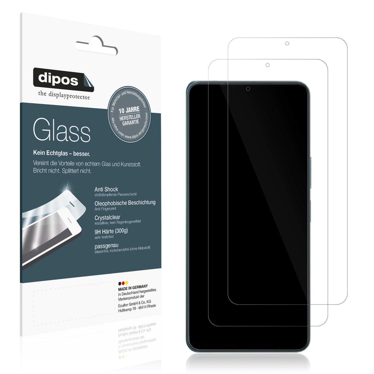 Klare Displayschutzfolie von dipos passend für Vivo Y04s, 9H kratzfest und blasenfrei montiert