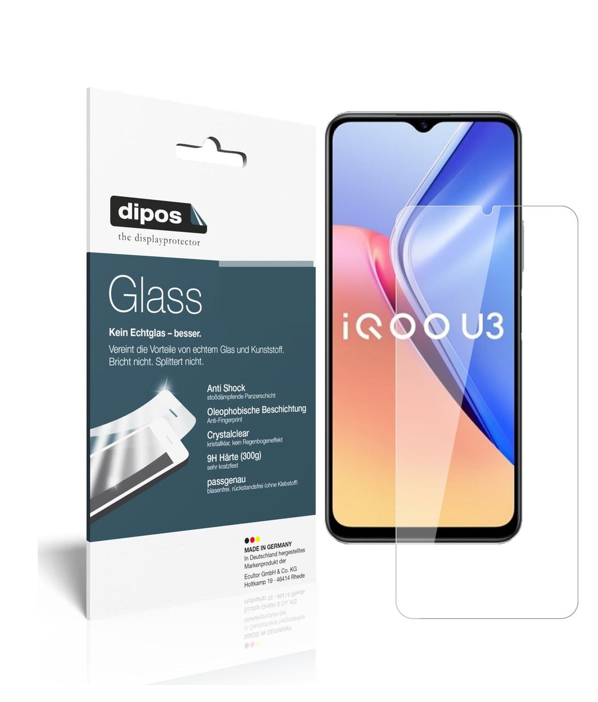 Klare Displayschutzfolie von dipos passend für Vivo Y52s 5G, 9H kratzfest und blasenfrei montiert