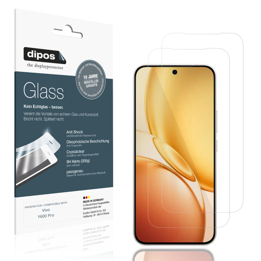 Klare Displayschutzfolie von dipos passend für Vivo Y600 Pro, 9H kratzfest und blasenfrei montiert
