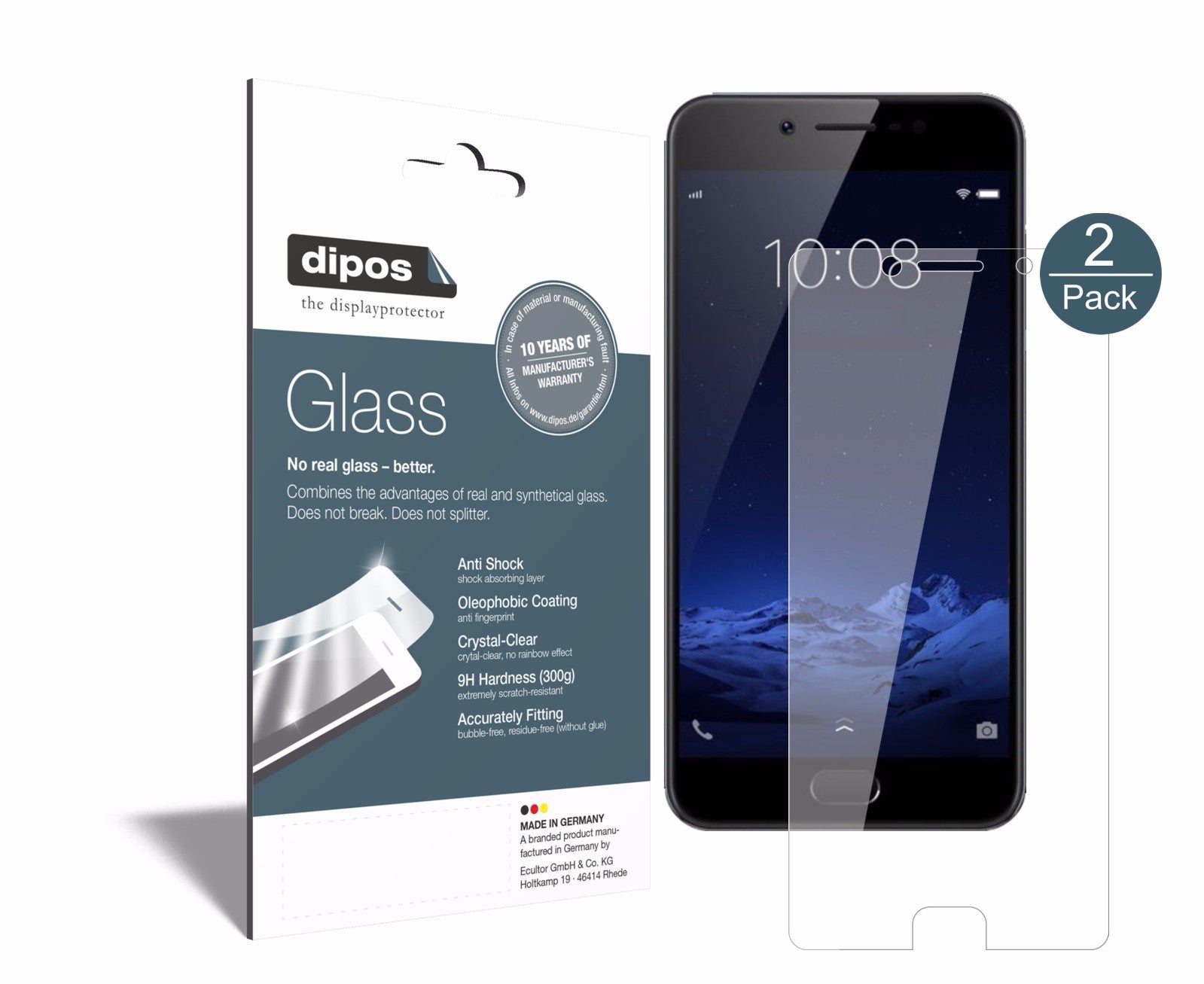 Klare Displayschutzfolie von dipos passend für Vivo Y69, 9H kratzfest und blasenfrei montiert