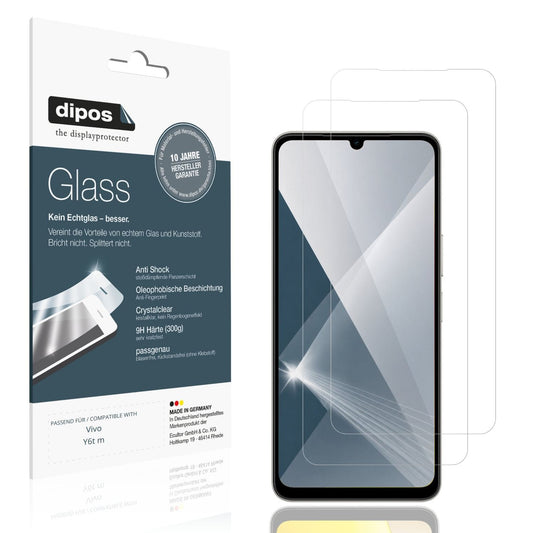 Klare Displayschutzfolie von dipos passend für Vivo Y6t m, 9H kratzfest und blasenfrei montiert