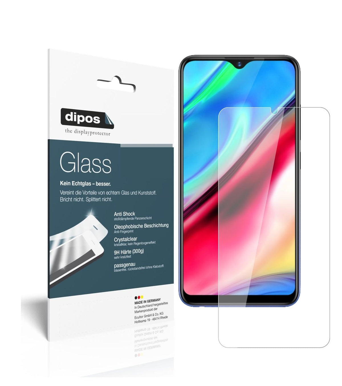 Klare Displayschutzfolie von dipos passend für Vivo Y91, 9H kratzfest und blasenfrei montiert