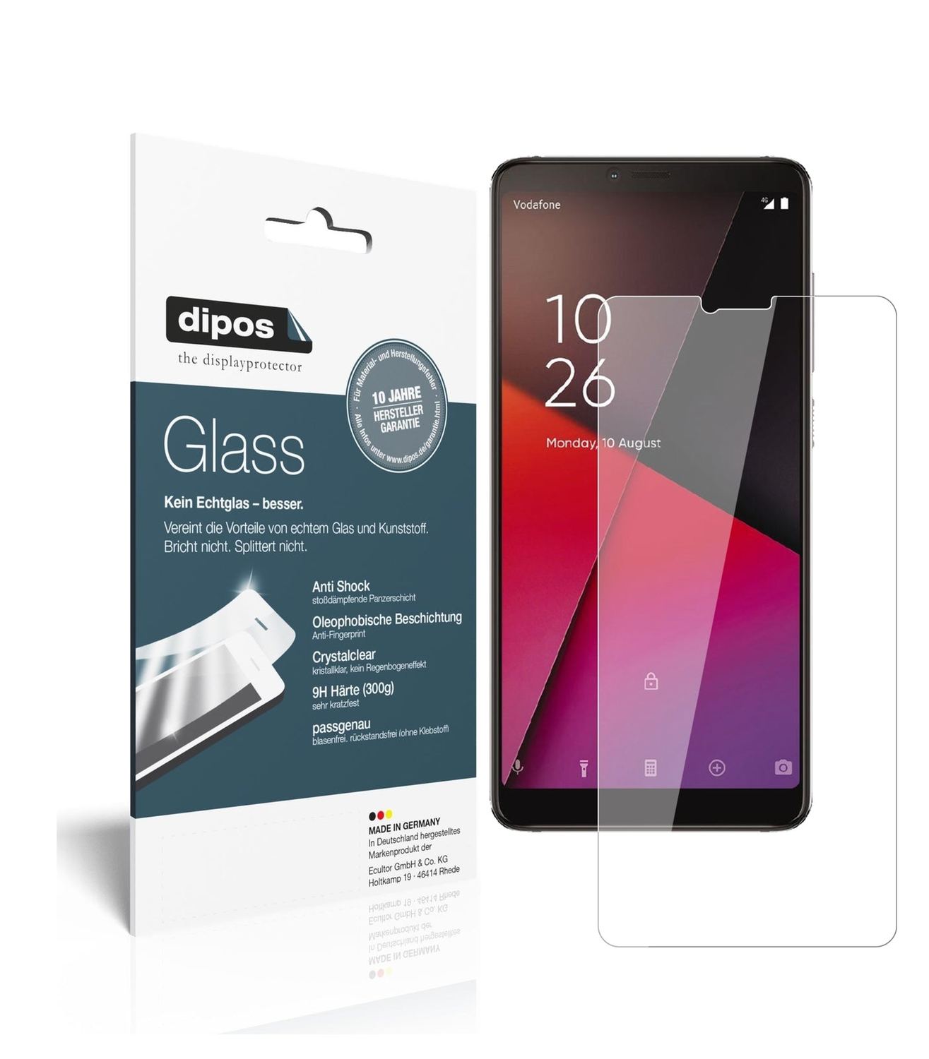 Klare Displayschutzfolie von dipos passend für Vodafone Smart X9, 9H kratzfest und blasenfrei montiert