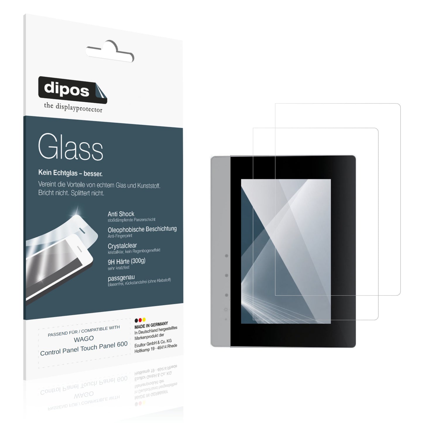 Klare Displayschutzfolie von dipos passend f�r WAGO Control Panel Touch Panel 600, 9H kratzfest und blasenfrei montiert