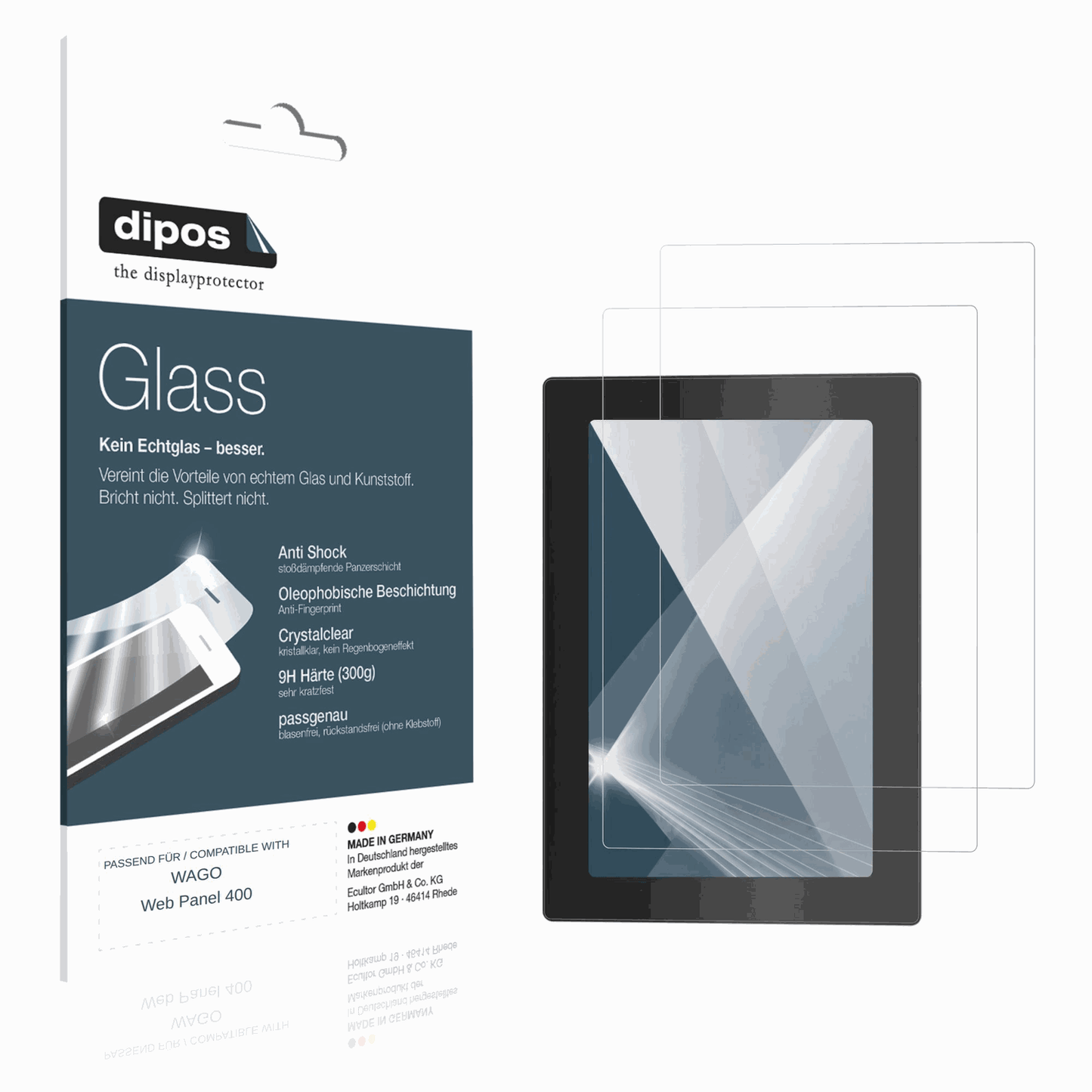 Klare Displayschutzfolie von dipos passend f�r WAGO Web Panel 400, 9H kratzfest und blasenfrei montiert