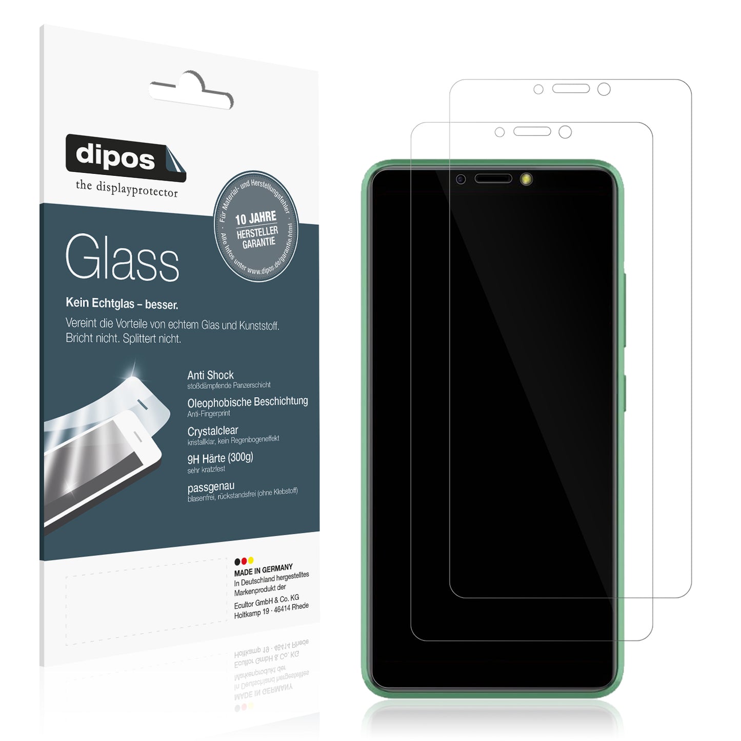 Klare Displayschutzfolie von dipos passend für Walton Primo F10, 9H kratzfest und blasenfrei montiert