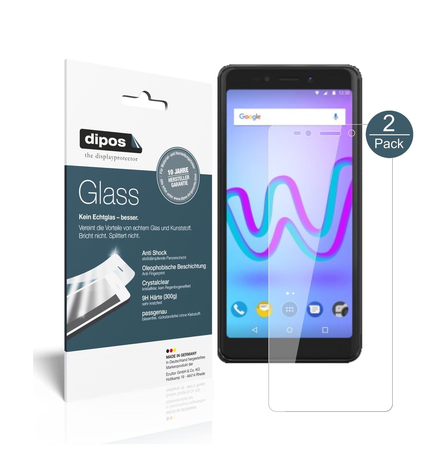 Klare Displayschutzfolie von dipos passend für Wiko Jerry 3, 9H kratzfest und blasenfrei montiert