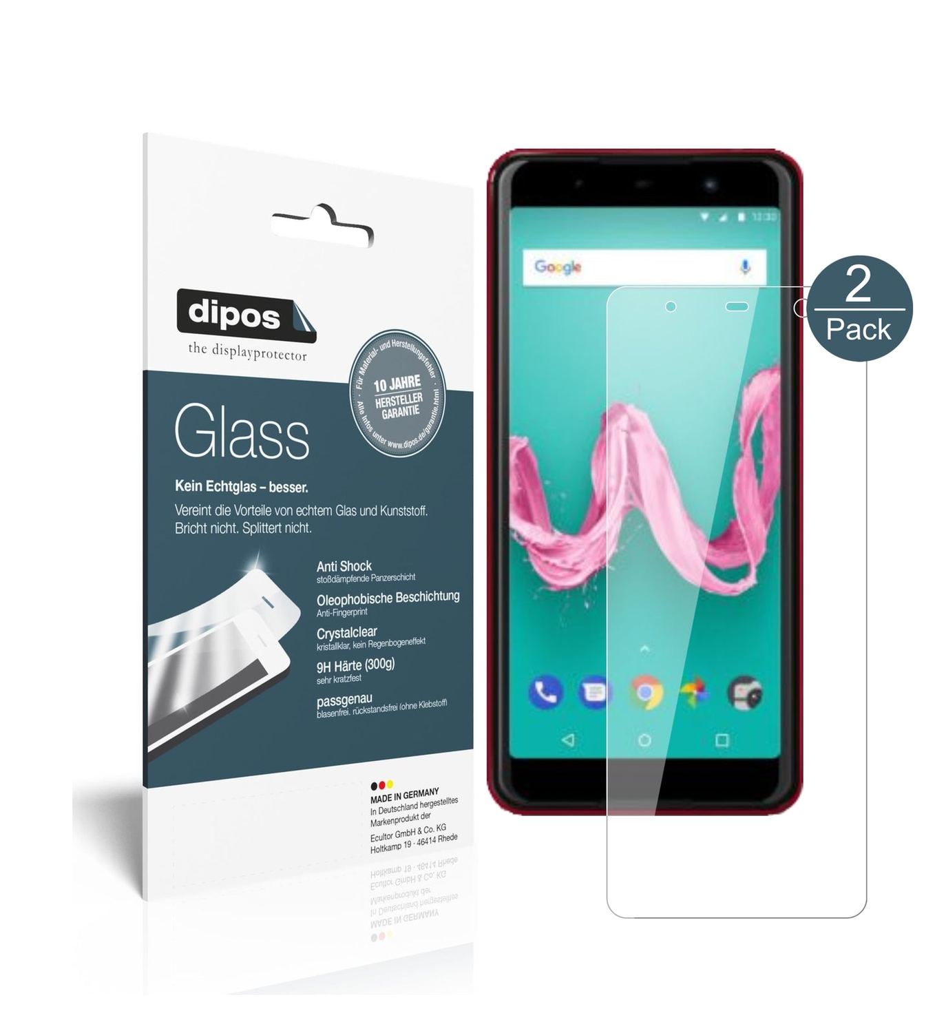 Klare Displayschutzfolie von dipos passend für Wiko Lenny 5, 9H kratzfest und blasenfrei montiert