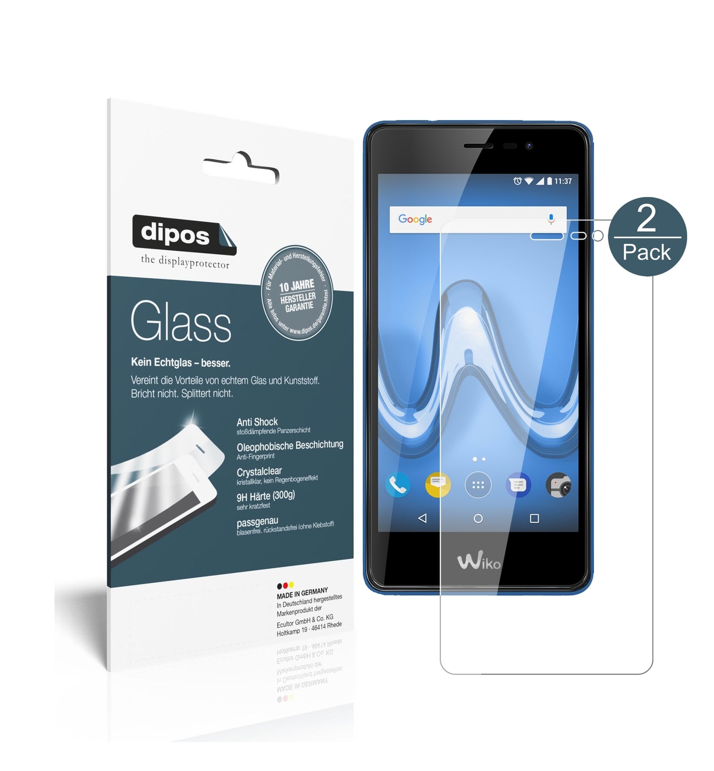 Klare Displayschutzfolie von dipos passend für Wiko Tommy 2 Plus, 9H kratzfest und blasenfrei montiert