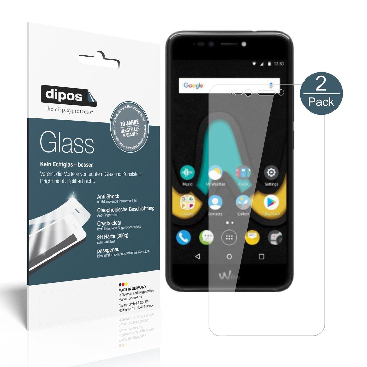 Klare Displayschutzfolie von dipos passend für Wiko Upulse, 9H kratzfest und blasenfrei montiert