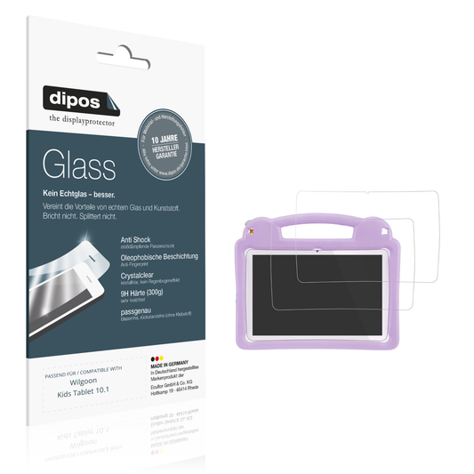 Klare Displayschutzfolie von dipos passend für Wilgoon Kids Tablet 10.1, 9H kratzfest und blasenfrei montiert