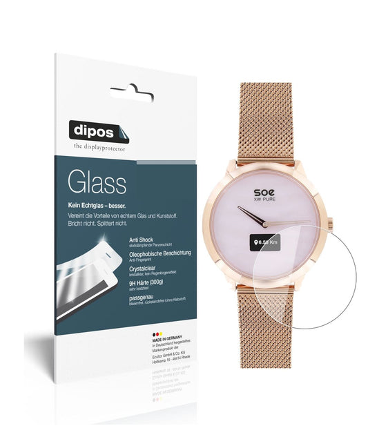 Klare Displayschutzfolie von dipos passend für X-WATCH SOE XW Pure, 9H kratzfest und blasenfrei montiert