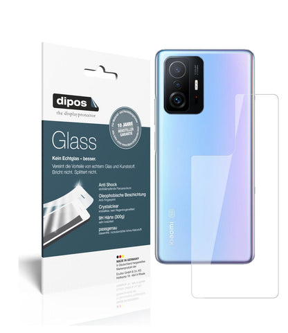 Klare Displayschutzfolie von dipos passend für Xiaomi 11T Rückseite, 9H kratzfest und blasenfrei montiert