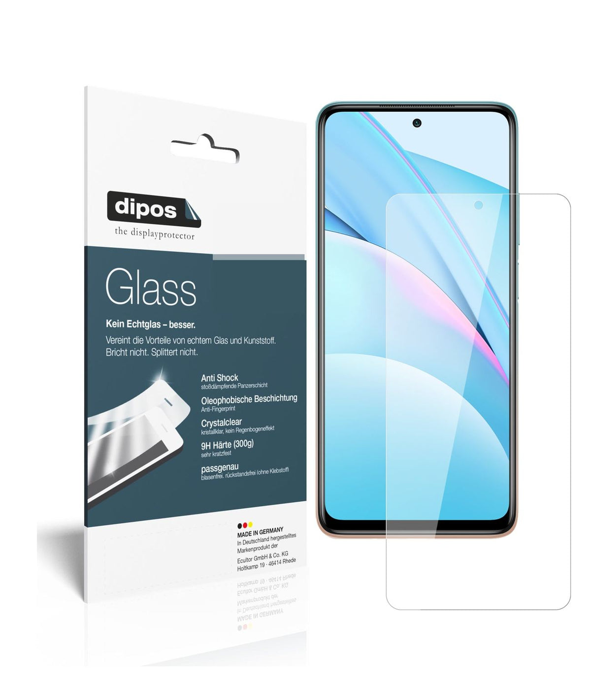 Klare Displayschutzfolie von dipos passend für Xiaomi Mi 10T Lite, 9H kratzfest und blasenfrei montiert