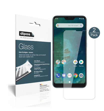 Klare Displayschutzfolie von dipos passend für Xiaomi Mi A2 Lite, 9H kratzfest und blasenfrei montiert