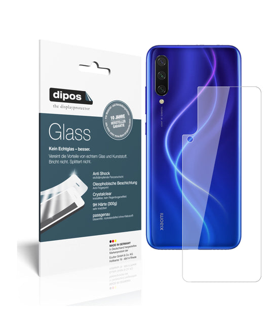 Klare Displayschutzfolie von dipos passend für Xiaomi Mi A3 Rückseite, 9H kratzfest und blasenfrei montiert