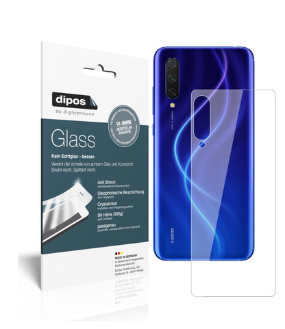 Klare Displayschutzfolie von dipos passend für Xiaomi Mi 9 Lite Rückseite, 9H kratzfest und blasenfrei montiert
