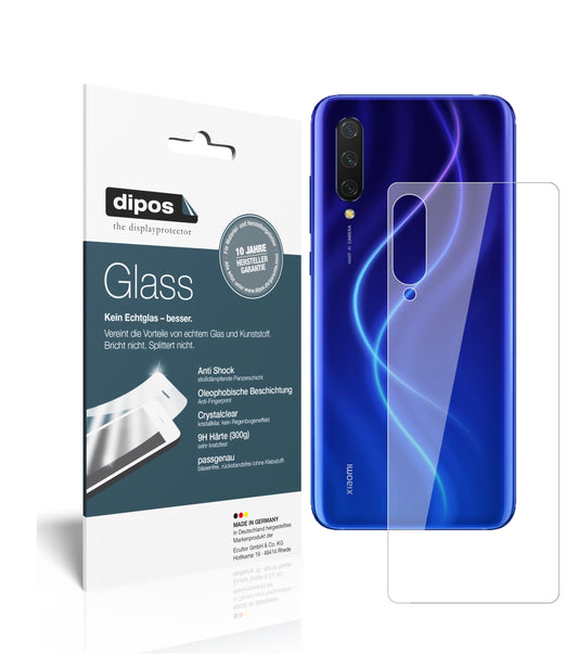 Klare Displayschutzfolie von dipos passend für Xiaomi Mi 9 Lite Rückseite, 9H kratzfest und blasenfrei montiert