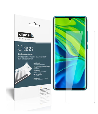 Klare Displayschutzfolie von dipos passend für Xiaomi Mi Note 10 Pro, 9H kratzfest und blasenfrei montiert