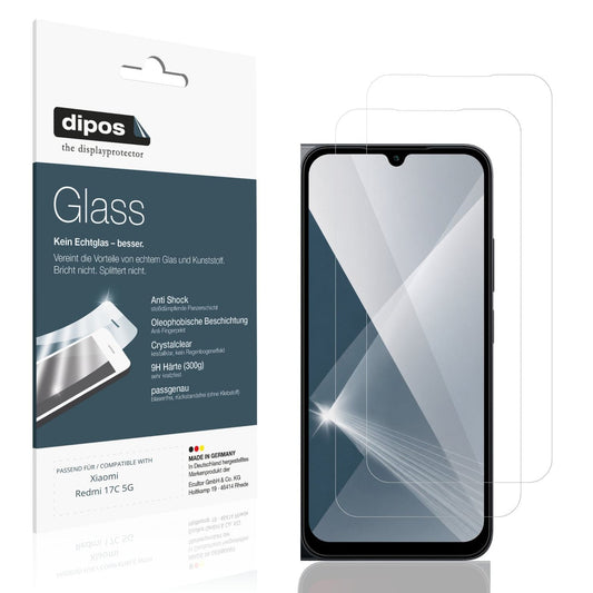Klare Displayschutzfolie von dipos passend für Xiaomi Redmi 17C 5G, 9H kratzfest und blasenfrei montiert