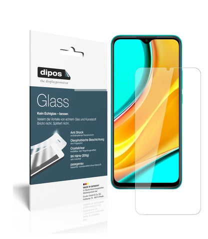 Klare Displayschutzfolie von dipos passend für Xiaomi Redmi 9, 9H kratzfest und blasenfrei montiert
