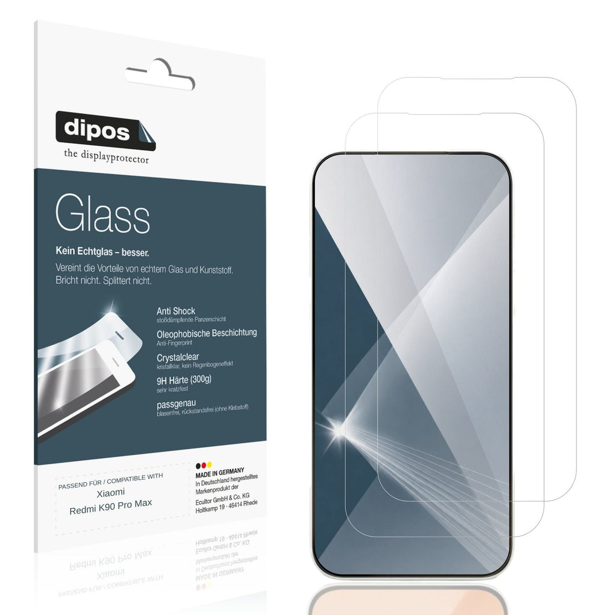 Klare Displayschutzfolie von dipos passend für Xiaomi Redmi K90 Pro Max, 9H kratzfest und blasenfrei montiert