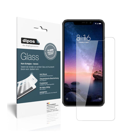 Klare Displayschutzfolie von dipos passend für Xiaomi Redmi Note 6 Pro, 9H kratzfest und blasenfrei montiert
