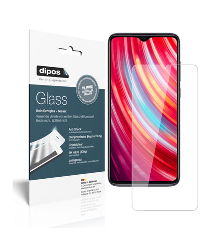 Klare Displayschutzfolie von dipos passend für Xiaomi Redmi Note 8 Pro, 9H kratzfest und blasenfrei montiert