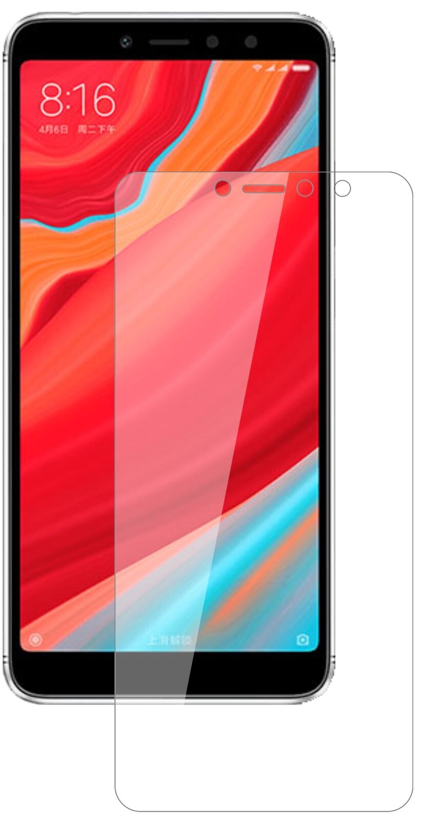 Klare Displayschutzfolie von dipos passend für Xiaomi Redmi S2, 9H kratzfest und blasenfrei montiert