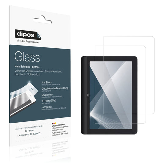 Klare Displayschutzfolie von dipos passend für XP-Pen Artist Pro 16 Gen 2, 9H kratzfest und blasenfrei montiert