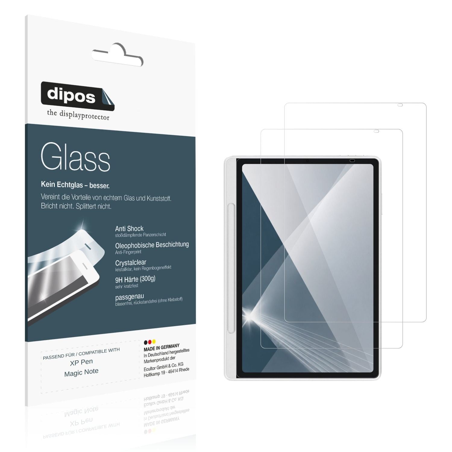Klare Displayschutzfolie von dipos passend für XP Pen Magic Note, 9H kratzfest und blasenfrei montiert