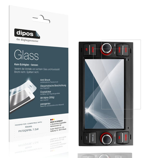 Klare Displayschutzfolie von dipos passend für Xtrons PX72QSFBL 7 Zoll, 9H kratzfest und blasenfrei montiert