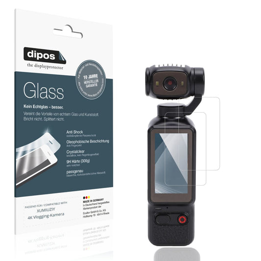 Klare Displayschutzfolie von dipos passend für XUMIUZIY 4K Vlogging-Kamera, 9H kratzfest und blasenfrei montiert