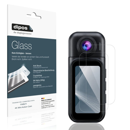 Klare Displayschutzfolie von dipos passend für YMBZY 4K Mini Action Cam, 9H kratzfest und blasenfrei montiert