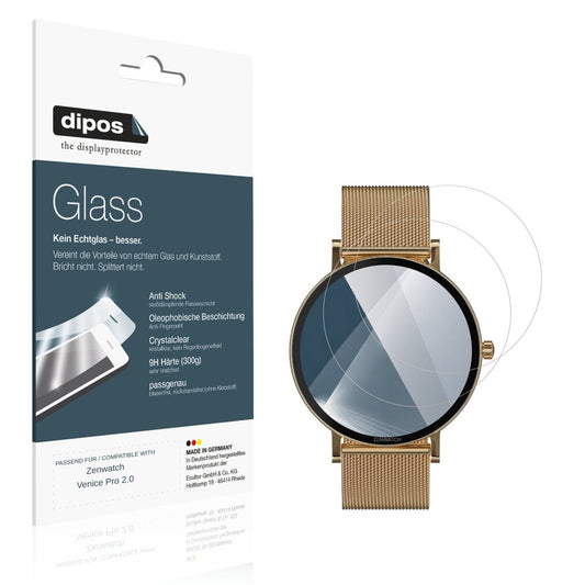 Klare Displayschutzfolie von dipos passend für Zenwatch Venice Pro 2.0, 9H kratzfest und blasenfrei montiert